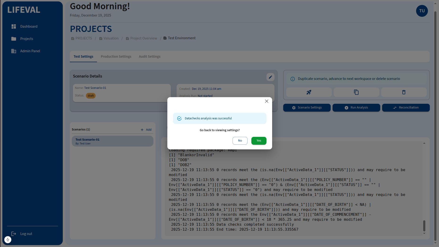 Successful Datacheck
